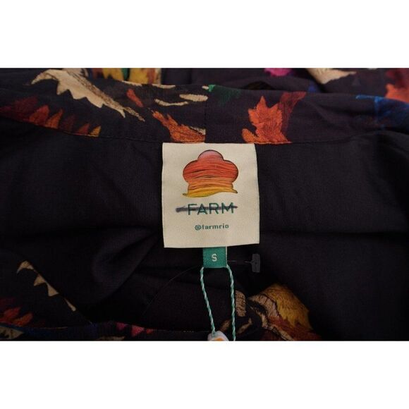 Farm Rio Womens Macaws Flight Tie-Neck Ankle Dress S  Tiered Animal Print NWT - Picture 7 of 7